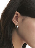 Triple Cut-Out Silver (W) One-Touch Earrings