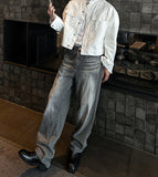 Vintage beige wide denim pants