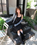 Mode Ribbed Open Frill Cardigan