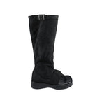 Pin buckle suede flip flops boots