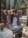 Mid-checkered Overfit Short-Sleeved Shirt