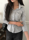 Kar Open Collar Pocket Three Quarter T-shirt