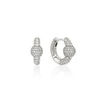 Orbit Silver (W) Full Pave One-Touch Earrings