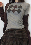 Argyle See-Through Long Sleeve T-Shirt