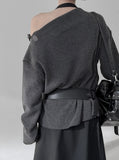 Toggle Boat Neck Loose Fit Long Sleeve Tee