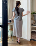 Cellon Drape Cap Sleeve Blouse