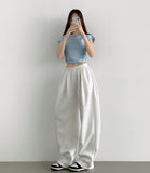 Side Pin Tuck Volume Up Balloon Wide Banding Pants