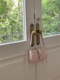 Linta Pink Printed Leather Hobo Baguette Shoulder Bag