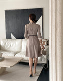 Syubel Collar Flared One Piece (Belt set)