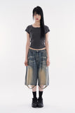 Starry night cut-out bermuda denim pants