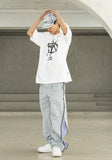 CURVED ONE TUCK PLEATS MESH TRACK PANTS
