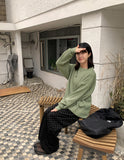 [unisex] Hakkui round over knit sweatshirt