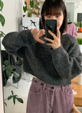 Locoi back ribbon mix color wool crop knit