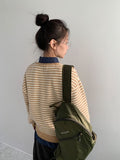 Ttet Stripe Wool V-Neck Knit