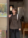 [BAONHAUS] Malbon Check Shirring Collar Blouse