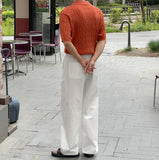Lebec Cotton Half Banding Wide Pants