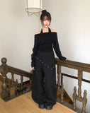 Maon Eyelet Scarf Layered Cotton Pants