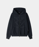 DOODLE HEART APPLIQUE HOOD ZIP UP