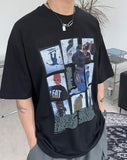 Border printed short-sleeved T-shirt