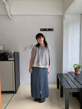 Delg Summer Slit Denim Long Skirt