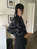 Montney cut boxy leather two-way zip-up jumper