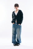 Applique lined denim pants