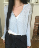 Yoring summer see-through rib cardigan