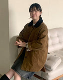 Sitko color matching collar corduroy half jacket