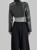 Sate leather short jacket