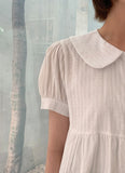 Keycon Round Shirring Short Sleeve Blouse