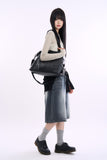 Trunk leather 2-way shoulder and cross bag