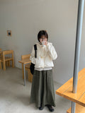 Doroni banding stitch long flare skirt