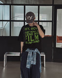 Film Lettering Oversized Short Sleeve T-shirt
