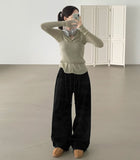 Mesh Sleeveless Bustier Long Sleeve Cardigan Set Knit