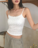 [with cup] Lipo Flower Lace Ribbon Sleeveless
