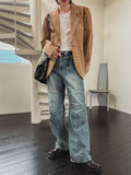 Scale panel wide denim pants