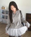 Chocoop dot collar button long sleeve T-shirt