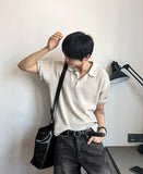 Millet Button Collar Short Sleeve Knit