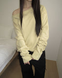 Tempu Star Studded Sleeve Shirred Off-Shoulder Sweatshirt