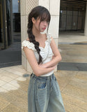 Hope Flower Shirring Layered Sleeveless
