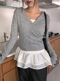 Hito Wrap Button Slim Hood Knit