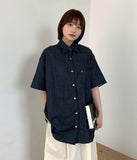 [BAONHAUS] Kinkan Snap Button Pocket Denim Over Short Sleeve Shirt