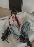 Heart Patch Washing Denim Pants