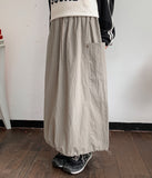 Leaki Nylon String Banding Cargo Long Skirt