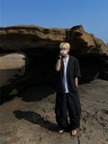 S/S Deep Black Big Pocket Nylon Balloon Pants