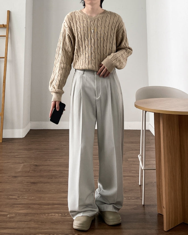 【YOURNUS】Ronnie Two Tuck Wide Slacks YOURNUS (ユアノス) - ロニーツータックワイドスラックス