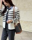 Derons Color Matching Stripe Knit Cardigan Jacket