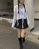Otsu Angora Ribbed Cropped V-Neck Knit