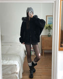 Cor Stud Trimming Fur Warmer Hood Zip-Up