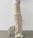 Two-Way Banding Wide Jogger Poly Pants